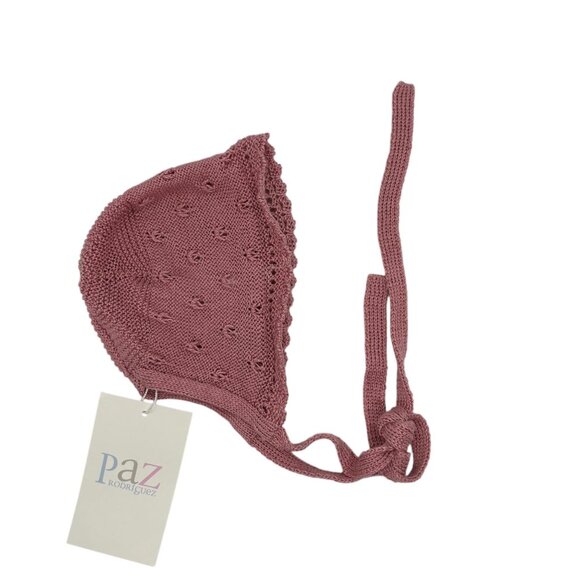 Paz Rodriguez Knit Newborn Bonnet "Cascada" 4M Rose - Picture 4 of 4